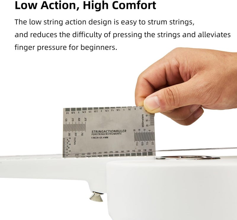 TOM 23" Carbon Fiber Concert Ukulele – Upgraded Ukelele Kit with Quick Locking Strap, Waterproof, Ultra-Lightweight (1.25 lbs), Ideal for Beginners, Professionals & Outdoor Adventures (White) - Image 4